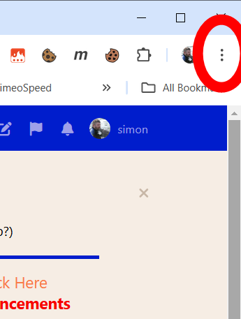 Accessing the BROWSER'S options Menu ScreenShot of browser menu